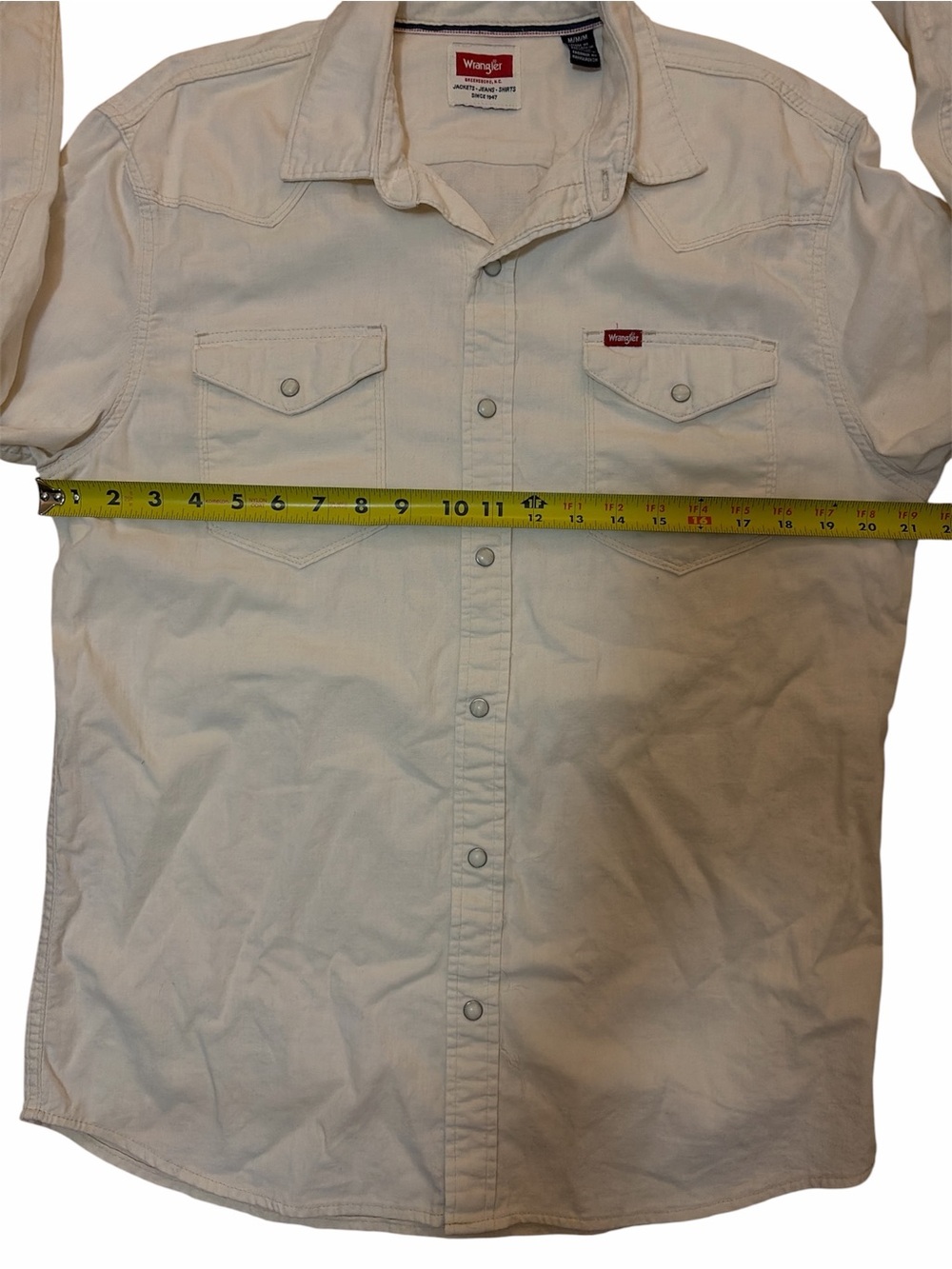 Wrangler Shirt Mens Large Off White Corduroy Pearl Snap Western Long Sleeve M - Picture 4 of 6